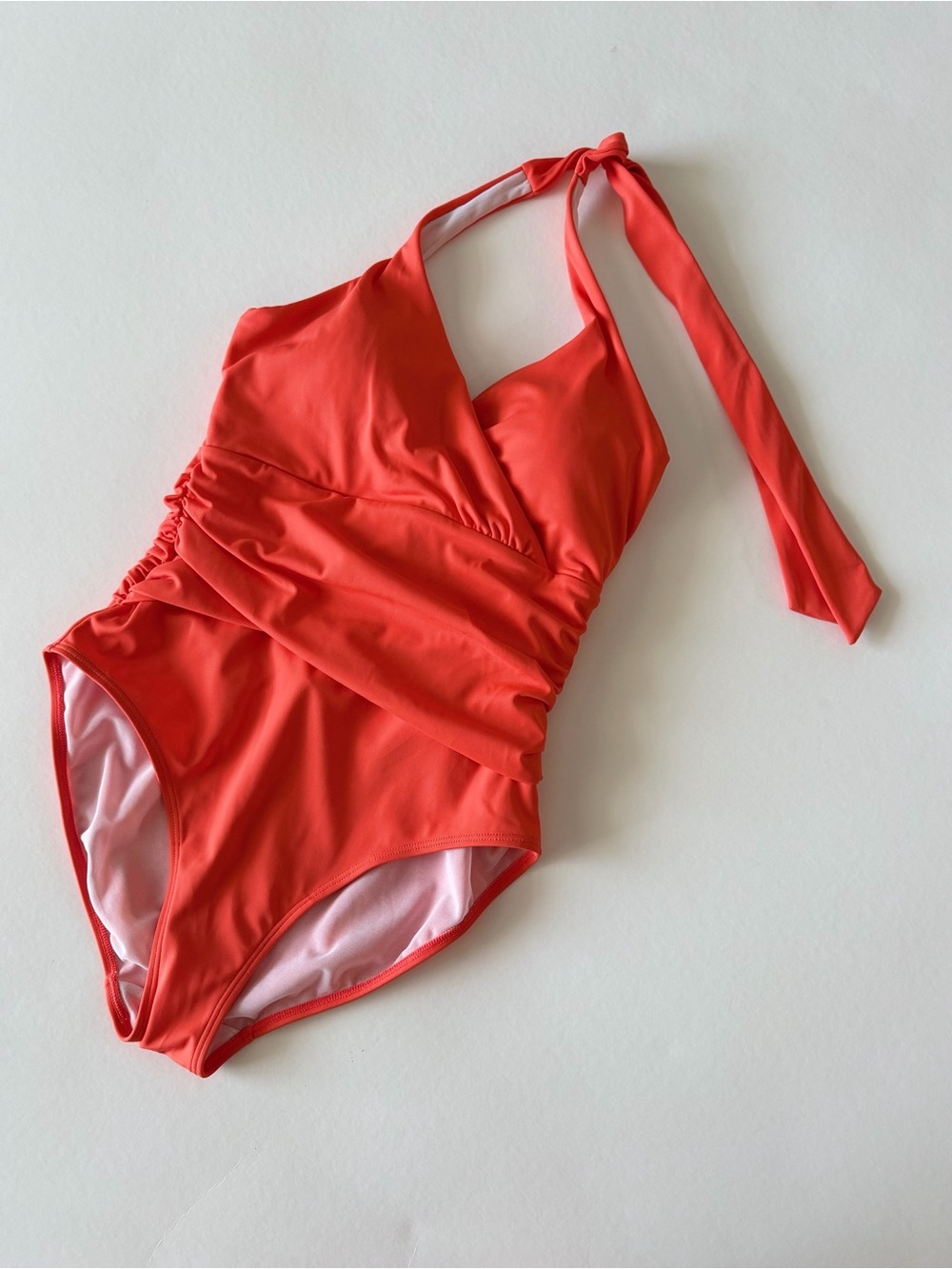 Boden Coral Tie-Halter One-Piece Swimsuit